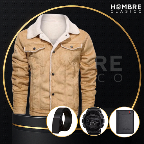 Chaqueta de Hombre de Cuero Legítimo Falcon +3 REGALOS: Cinturón, Reloj y Billetera