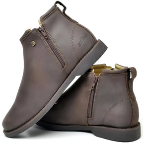 Kit Bota Zavu Casual Ortopédica Masculina de Cuero Legítimo + 3 REGALOS: Cinturón, Gorra y Cartera