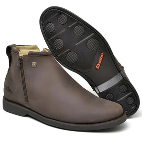 Kit Bota Zavu Casual Ortopédica Masculina de Cuero Legítimo + 3 REGALOS: Cinturón, Gorra y Cartera