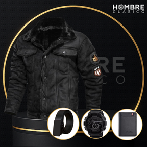 Chaqueta de Hombre de Cuero Legítimo Falcon +3 REGALOS: Cinturón, Reloj y Billetera
