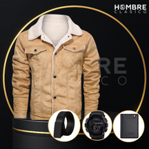 Chaqueta de Hombre de Cuero Legítimo Falcon +3 REGALOS: Cinturón, Reloj y Billetera