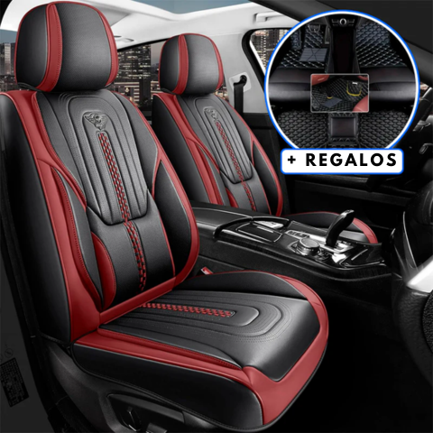Funda para Asiento de Auto Deluxe en Cuero Legítimo Universal + REGALO: Alfombra Completa