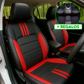 Funda para Asiento de Auto Veltrax en Cuero Legítimo Universal + REGALO: Alfombra Completa