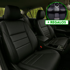 Funda para Asiento de Auto Veltrax en Cuero Legítimo Universal + REGALO: Alfombra Completa